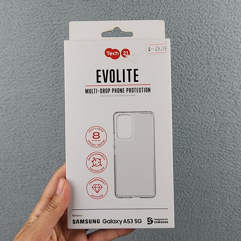 Tech21 Evolite Clear Phone Case Galaxy A53 5G Antimicrobial Shockproof New